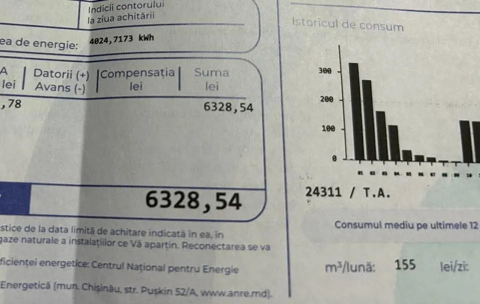 Счета за газ и электроэнергию шокировали жителей Молдовы: суммы до 7 000 леев