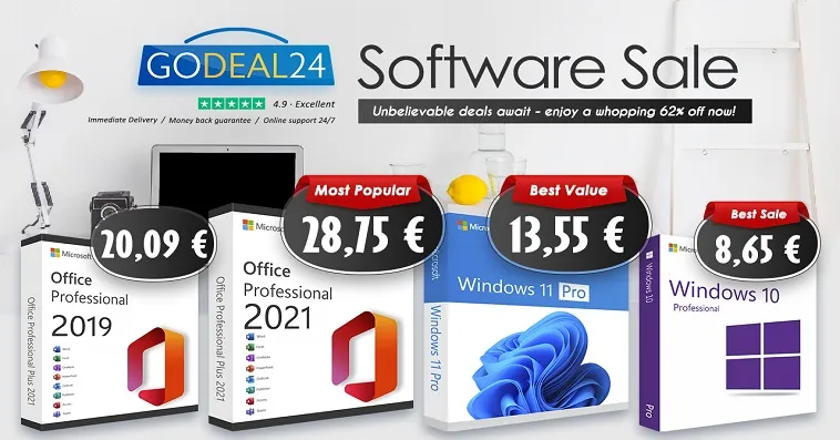 Godeal24 радует скидками на пожизненные лицензии - на Microsoft Office 2021 от 17€ и Windows 11 от 10€