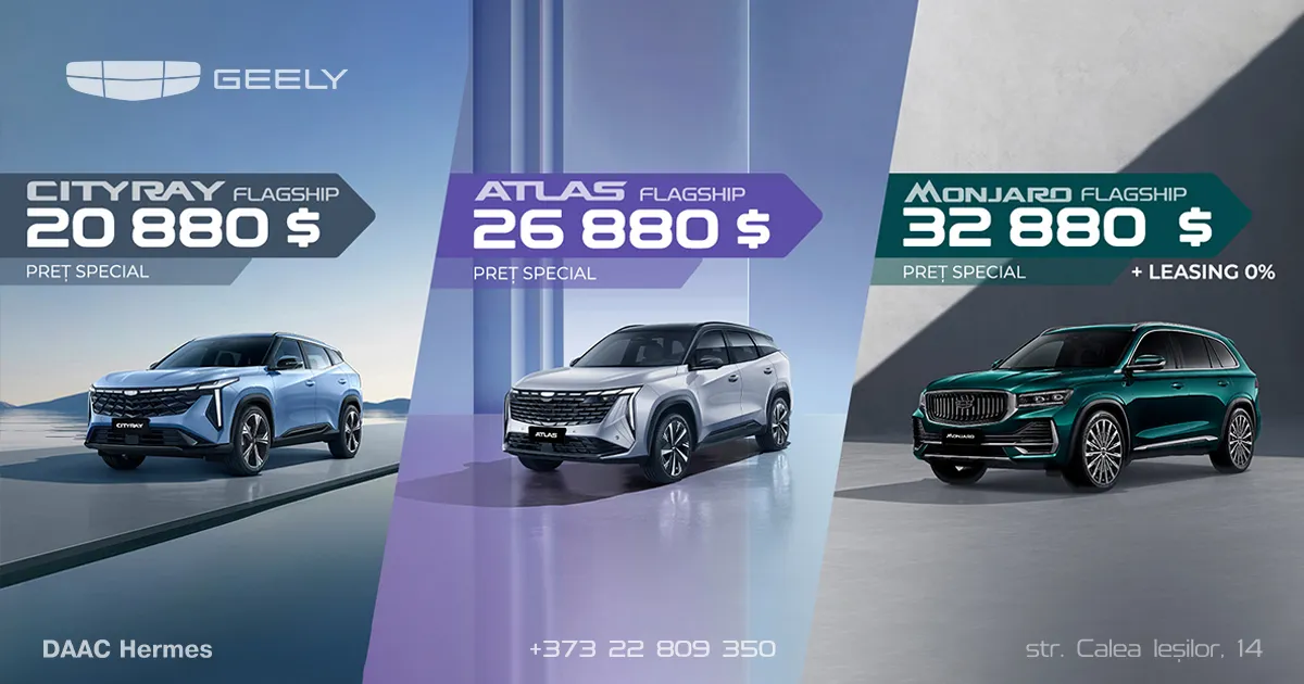 Geely din nou nr. 1 în Moldova la finalul lunii iunie