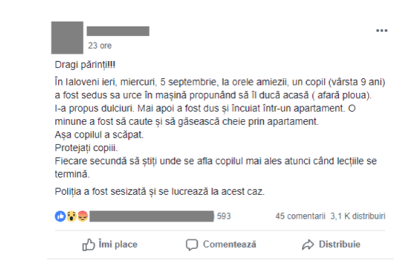 В Яловенах ребенка заманили конфетами и заперли в квартире