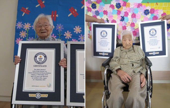 Две 107-летние сестры из Японии признаны старейшими близнецами в мире