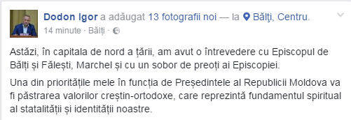 Igor Dodon, înconjurat de preoții din nordul țării