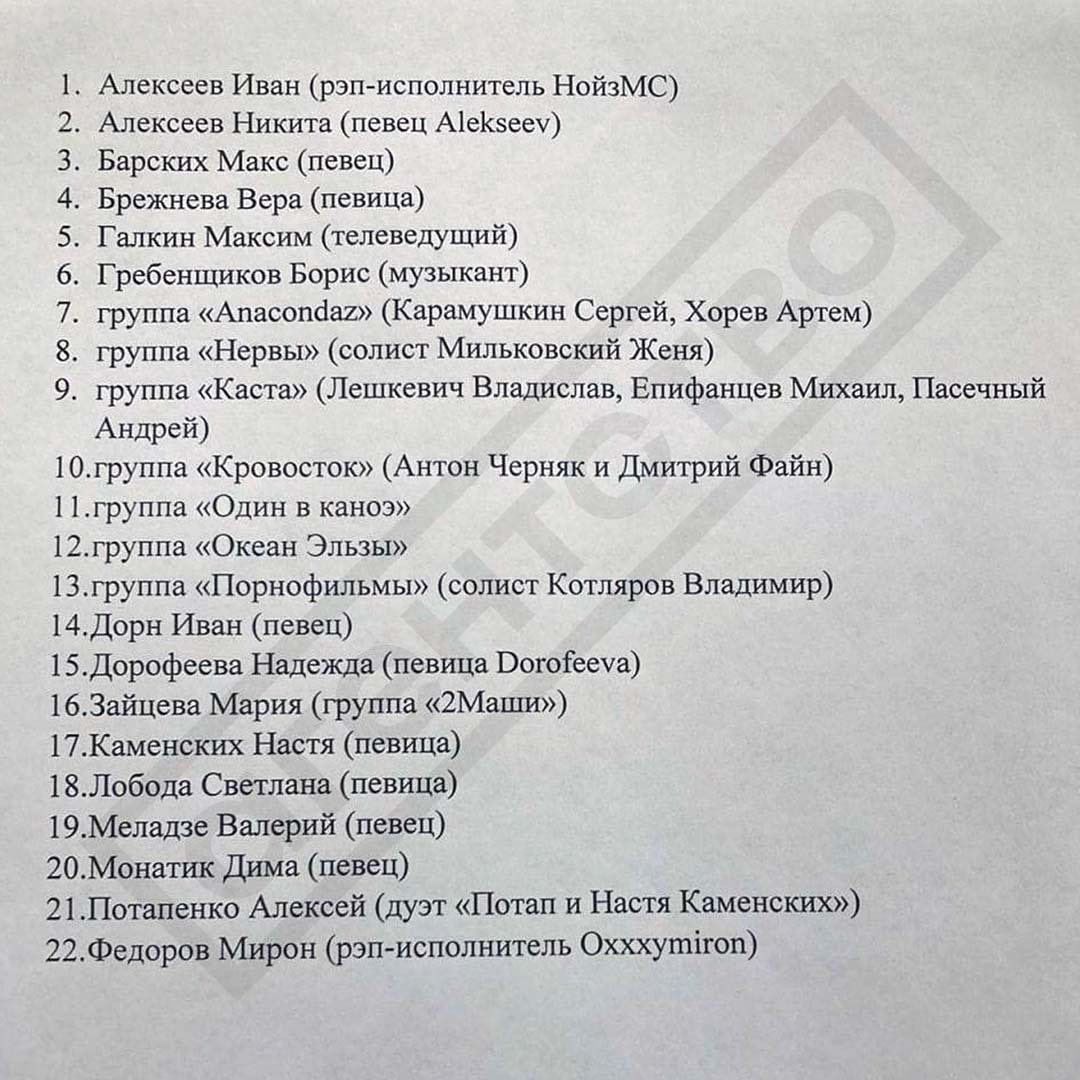 В России запрещают артистов, не поддерживающих войну с Украиной