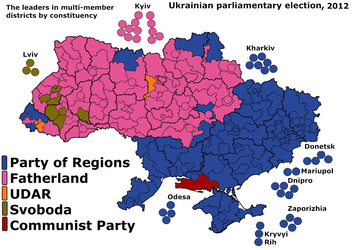 Илон Маск опубликовал карту политических предпочтений украинцев за 2012 год
