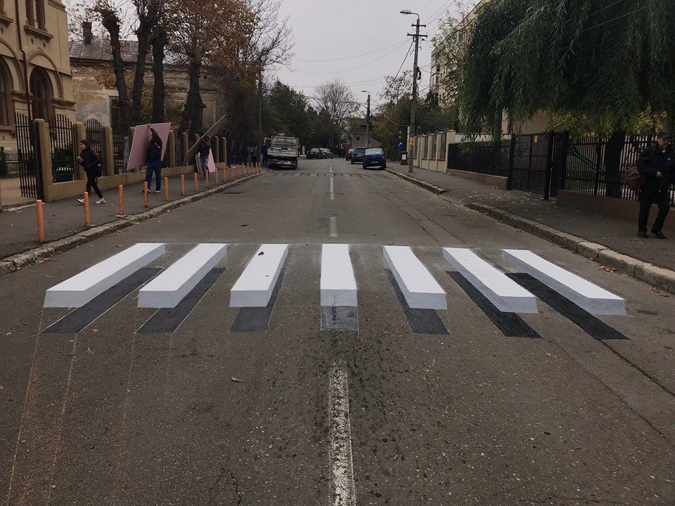 Cum arată prima trecere de pietoni 3D din România