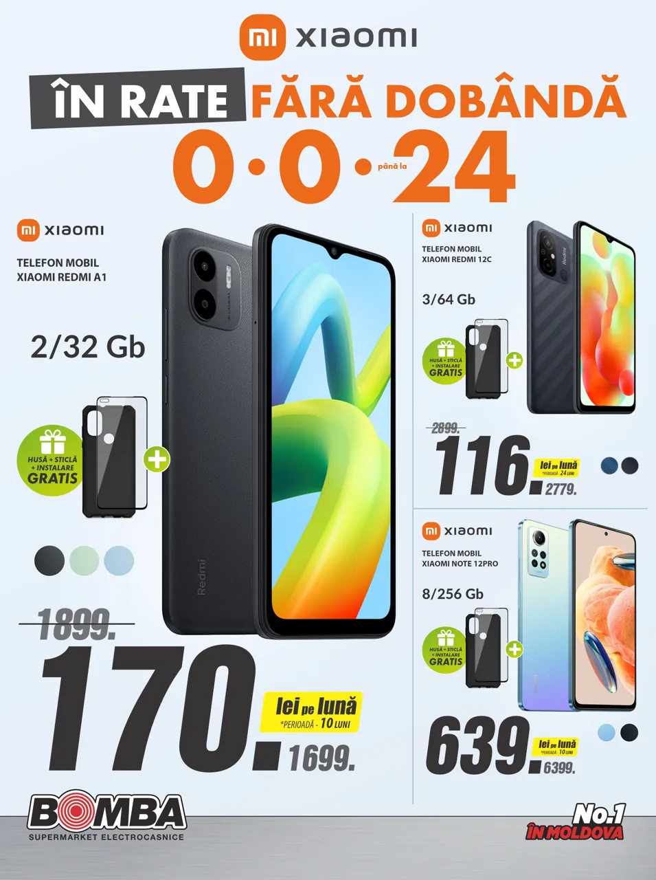 Bomba: Смартфоны Xiaomi в рассрочку от 116 леев месяц
