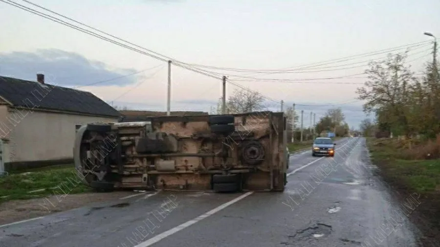 В Григориополе перевернулся микроавтобус: пытался объехать собаку