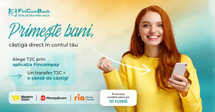 Акция FinComBank: Получайте деньги через T2C и выиграйте 500 леев на карту