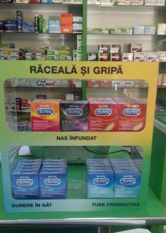 O farmacie din Capitală vinde prezervative pentru răceală şi gripă