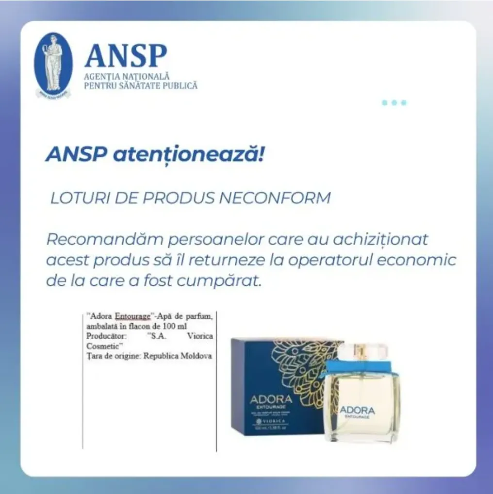 Substanțe interzise, depistate în parfumurile Viorica-Cosmetic: Două loturi, retrase de pe piață