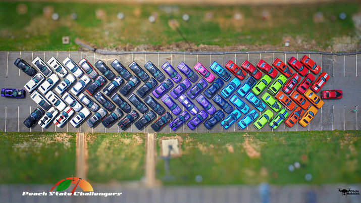 dodge challenger, радуга