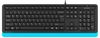 Keyboard A4Tech FK10, Multimedia Hot Keys, Laser Inscribed Keys , Splash Proof, Black/Blue, USB 