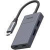 cumpără Adaptor IT Rapoo 226496 UCH-4013 USB-C Hub, USB-C to USB-A and USB-C, grey în Chișinău 