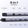 купить Переходник для IT Ugreen 15375 HUB 9in1 USB-C to HDMI(4K@60Hz)+2*USB-A3.0+2*USB-C3.05G+SD/TF+GigabitRJ45+PD(100W), CM498, Black в Кишинёве 