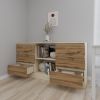cumpără Comodă Smartex (16150) Т3 140cm Ivory+Stejar Inchis în Chișinău 