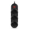 Surge Protector   3 Sockets,  3.0m, Sven "SF-03L", Black, retail box, flame-retardant material 