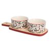 купить Тарелка Promstore 23341 Set pentru aperitiv Christmas (2 boluri + suport din lemn) в Кишинёве 