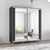 cumpără Dulap Mobildor-Lux Aron cu uși glisante cu oglindă vertical (220x60x200H cm) Anthracite în Chișinău 