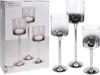 купить Декор H&S 52517 Set 3 sfesnice din sticla Pocal 25cm, 30cm, 35cm, argintiu в Кишинёве 