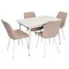 купить Комплект стол и стулья Evelin di Costacurta стол DT-531R Wh + 4 стула YTC-055Wh UF885-03 (Light beige) в Кишинёве 