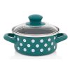 cumpără Cratiță Metalac 57048 Cratita emailata Green Dots 14cm, 1.0L, capac din sticla în Chișinău 