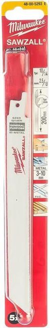 купить Аксессуар для пилы Milwaukee 48005293 Пилки для сабельной пилы универсальные (дерево, металл, пластик), 200x2,5-1,8мм, max 175мм (P5) в Кишинёве 