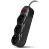 Surge Protector   3 Sockets,  3.0m, Sven "SF-03L", Black, retail box, flame-retardant material 