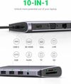 купить USB Hub Ugreen 80133 / HUB 10in1 Type-C 3.0 to 3*USB-A, 3.5mm Audio Jack, PD, RJ45, VGA, SD/TF Card Reader, 4K HDMI, CM179, Space Gray в Кишинёве 