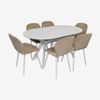купить Комплект стол и стулья Evelin di Costacurta стол Raffles Oval White + 6 стульев YTC-064Wh UF910-01 Light beige в Кишинёве 