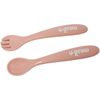 купить Посуда для кормления U-Grow UG-SET9PK Set farfurie cu linguriță și furculiță din silicon, roz в Кишинёве 