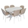 купить Комплект стол и стулья Evelin di Costacurta стол HV-31N White + 6 стульев YTC-064Wh Bjorn-24 Light beige в Кишинёве 