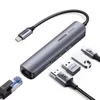купить Переходник для IT Ugreen 67189 / HUB 5in1 Ultra Slim Type-C to 3xUSB+RJ45+Type-C, Space Grey в Кишинёве 