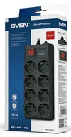 купить Фильтр электрический Sven SF-08-16, 8 Sockets, 3.0m, Black в Кишинёве 