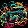 cumpără Tablou pe numere Strateg 57204 Automobil retro 30x30cm (fundal negru) în Chișinău 