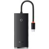 купить Переходник для IT Baseus WKQX030301 HUB 4in1 Type-C 3.0 to 4*USB-A 1*Type-C 3.0 Lite Series, Black в Кишинёве 