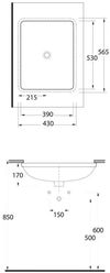 cumpără Lavoar Ege Vitrifye E91561 PINARA 565x430x170 mm în Chișinău 