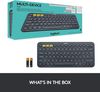 Wireless Keyboard Logitech K380 Multi-Device, Compact, FN key, Bluetooth, 2xAAA, Dark Grey 