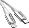 cumpără Cablu telefon mobil Ugreen 70523 Cable Type-C to Lightning MFI, 3A, 1M, Shell Braided, US304, Silver în Chișinău 