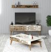 купить Стенка Trendy Valensiya-140, орех, белый, мрамор (комплект мебели для гостиной) (GTR001253) в Кишинёве 