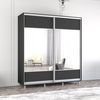 cumpără Dulap Mobildor-Lux Aron cu uși glisante cu oglindă orizontal (180x60x200H cm) Anthracite în Chișinău 