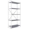 купить Офисный стеллаж Nex Home Raft metalic Loft 1700x800x350mm, 5 polite PAL, White/Anthracite в Кишинёве 