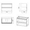 LORETA комплект мебели 80см, белый: тумба подвесная, 2 ящика + умывальник накладной арт i11042 