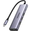 купить USB Hub Ugreen 15596 HUB 5in1 Type-C to 3*USB 3.2 + HDMI 2.0 + SD card reader + TF card reader + USB Type-C PD 100W | CM511, Gray в Кишинёве 