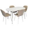 купить Комплект стол и стулья Evelin di Costacurta стол DT-533R Wh + 4 стула YTC-064Wh Bjorn-24 (Light beige) в Кишинёве 