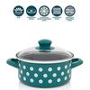 купить Кастрюля Metalac 57049 Cratita emailata Green Dots 18cm, 2.2L, capac din sticla в Кишинёве 