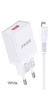 Jokade Wall Charger with Cable USB to Lightning Single Port 5A JB022, White 