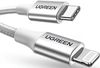 cumpără Cablu telefon mobil Ugreen 70523 Cable Type-C to Lightning MFI, 3A, 1M, Shell Braided, US304, Silver în Chișinău 