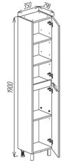 cumpără Dulap penal Bayro Positano 350x1900 универсальный, белый мат în Chișinău 