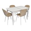 купить Комплект стол и стулья Evelin di Costacurta стол HV-29V White + 4 стула YTC-064Wh UF910-01 Light beige в Кишинёве 