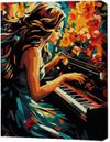 cumpără Tablou pe numere BrushMe RMGB027FC 30x40сm (pânză neagră/fără cutie) Muzica sufletului în Chișinău 